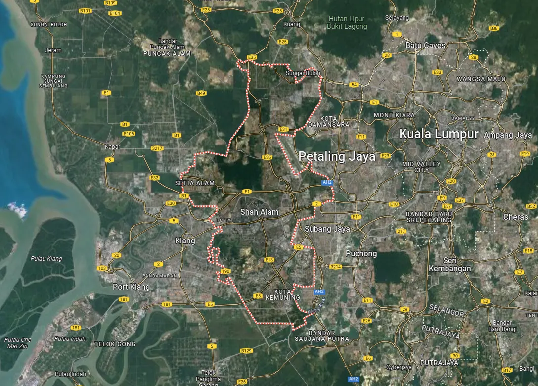 Satellite view of Shah Alam