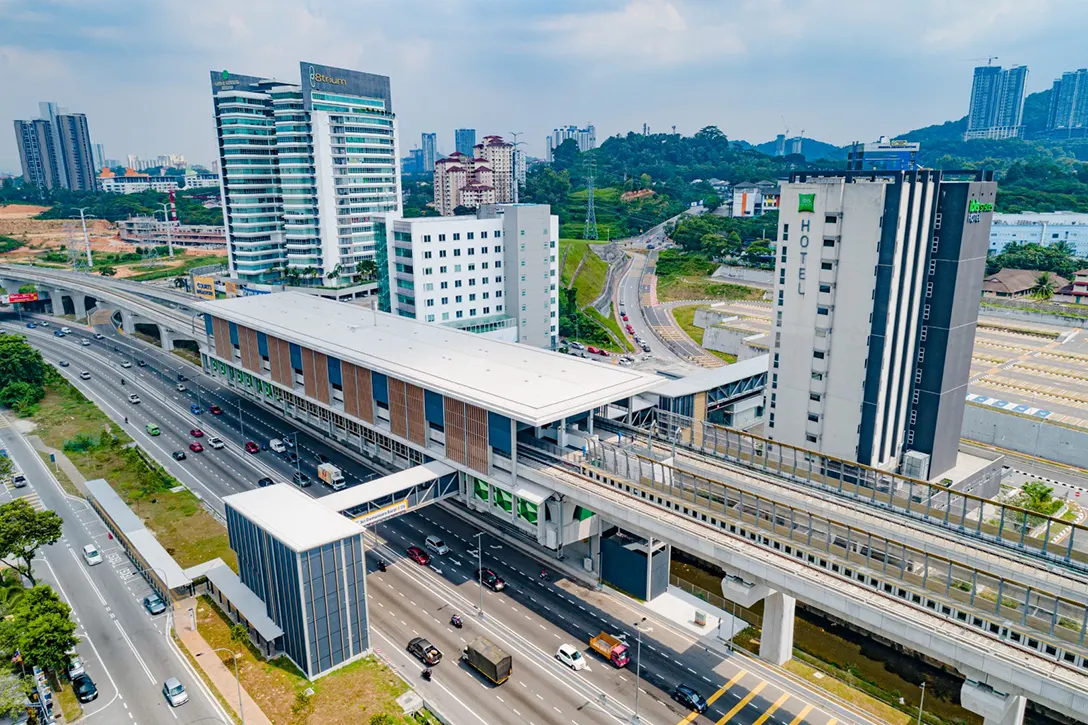 Aerial view of Sri Damansara Barat MRT station, Oct 2021
