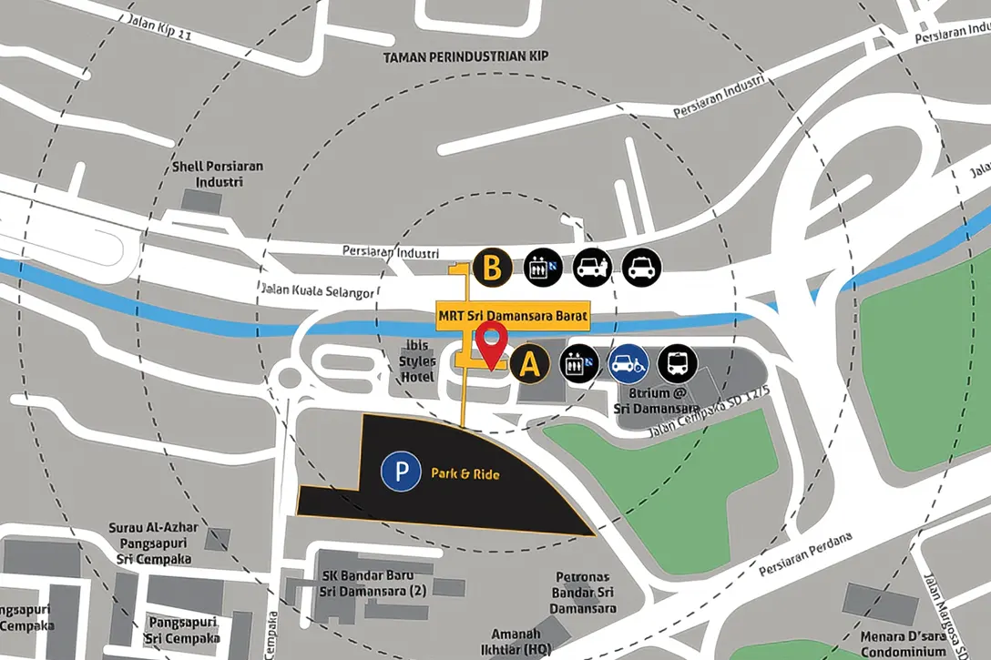 Location of Sri Damansara Barat MRT station