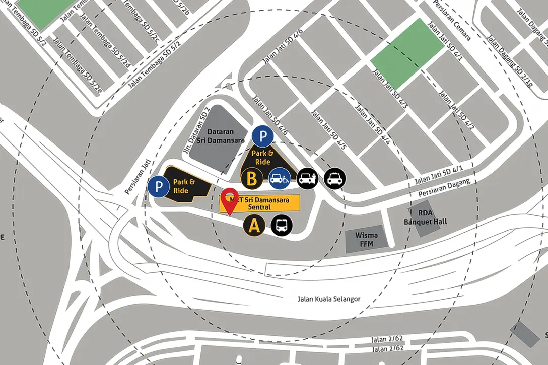 Location of Sri Damansara Sentral MRT station