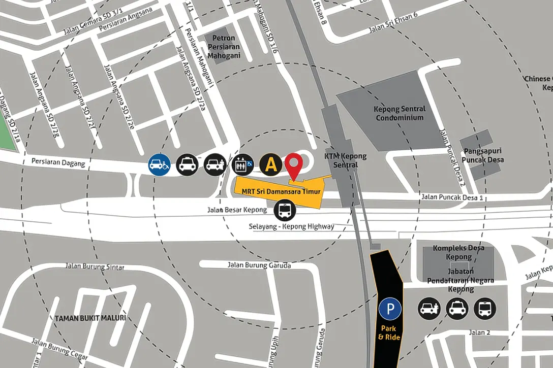 Location of Sri Damansara Timur MRT station