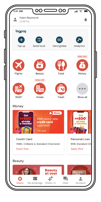 Launch the AirAsia Mobile app